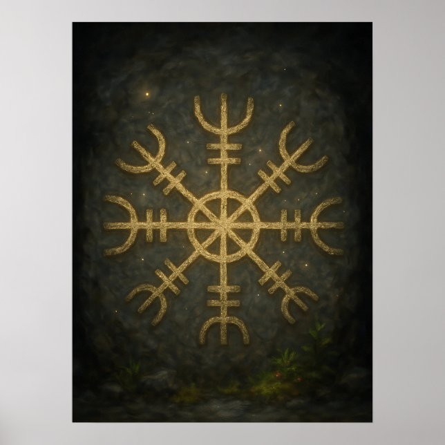 Póster Runestone AEgishjálmur - Antiguo Norse Protection  (Frente)