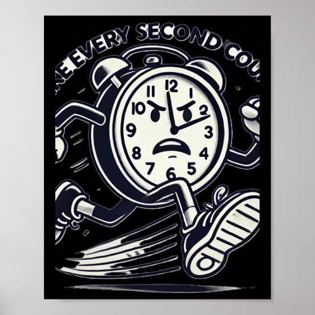 Póster Running Clock Make Every Second Count Sticker  (Frente)