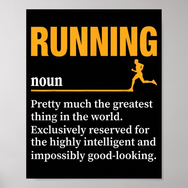 Póster Running Definition Humor Marathon Funny Athlete Ru (Frente)