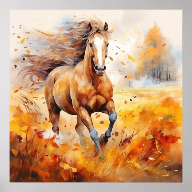 Póster Running Horse in Autumn (Frente)