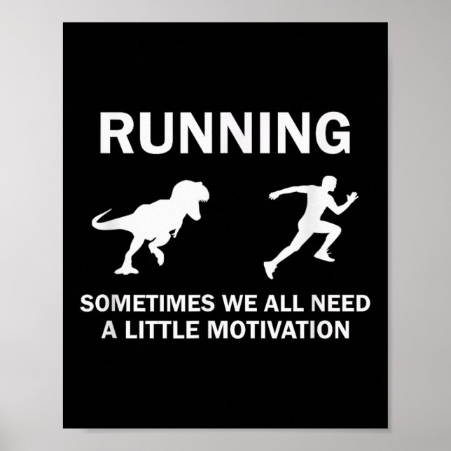 Póster Running Motivation Raptor Chase Funny Dinosaur  (Frente)
