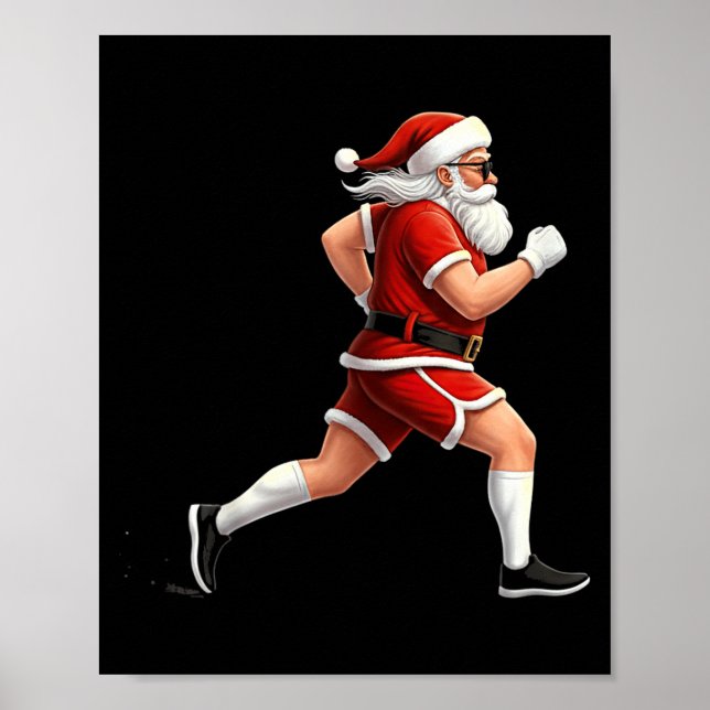 Póster Running Santa Christmas Graphic Runner Run Maratho (Frente)