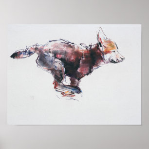 Póster Running wolf pup