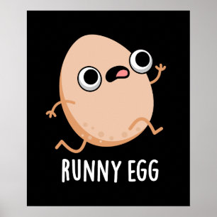 Póster Runny Egg Funny Food Pun Dark BG