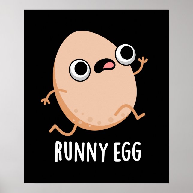 Póster Runny Egg Funny Hugo Pun Dark BG (Frente)