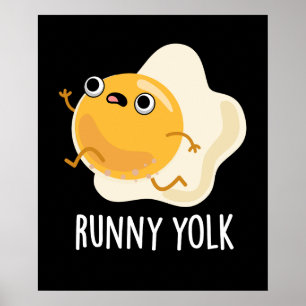 Póster Runny Yolk Funny Food Egg Pun Dark BG