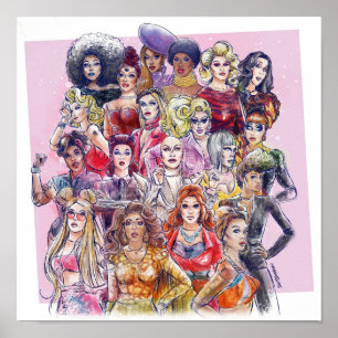 Póster RuPauls arrastra a todos los ganadores