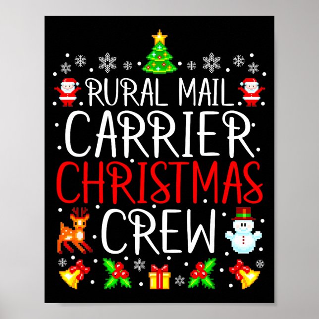 Póster Rural Mail Carrier Christmas Crew Matching Xmas Ma (Frente)