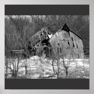 Póster Rural Nebraska Barn B&W