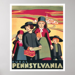 Póster Rural Pennsylvania Amish 1939 WPA