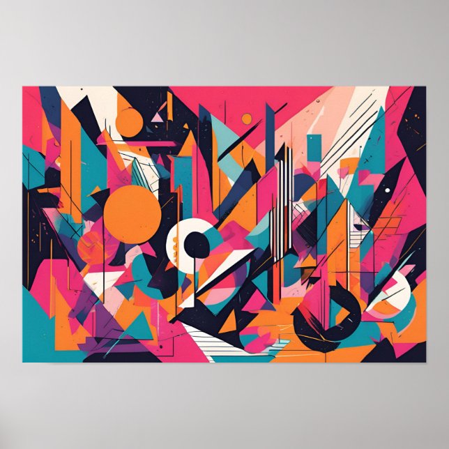 Póster Rush de Geometría de Neón (Frente)