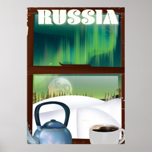 Póster Rusia: Acogedora cabaña en la nieve