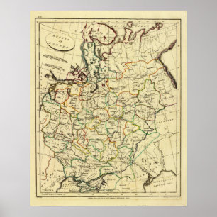 Póster Rusia en Europa con fronteras delineadas