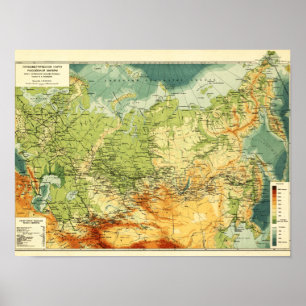 Póster Rusia: Mapa PanorámicoRusia