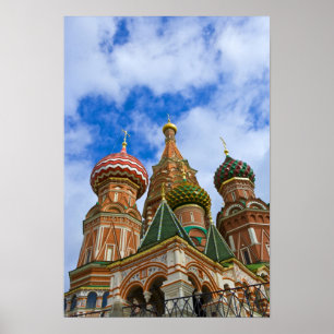Póster Rusia, Moscú, Plaza Roja, San Basilio