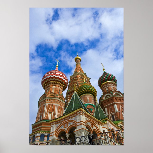 Póster Rusia, Moscú, Plaza Roja, San Basilio (Frente)