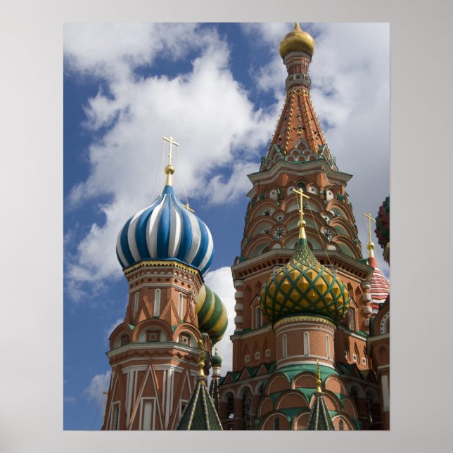 Póster Rusia, Moscú, Plaza Roja. St. Basil 4 (Frente)
