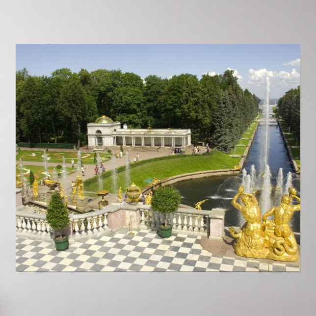 Póster Rusia. Petrodvorets. Palacio Peterhof. Peter el (Frente)