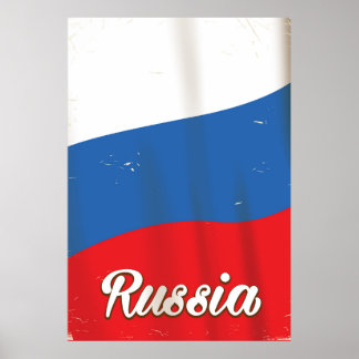 Póster Rusia Rusia poster de viaje con bandera nacional