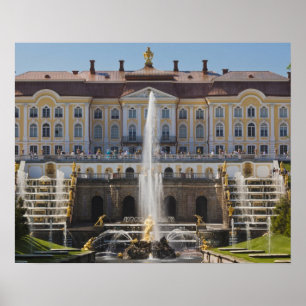 Póster Rusia, San Petersburgo, Peterhof, Gran Palacio