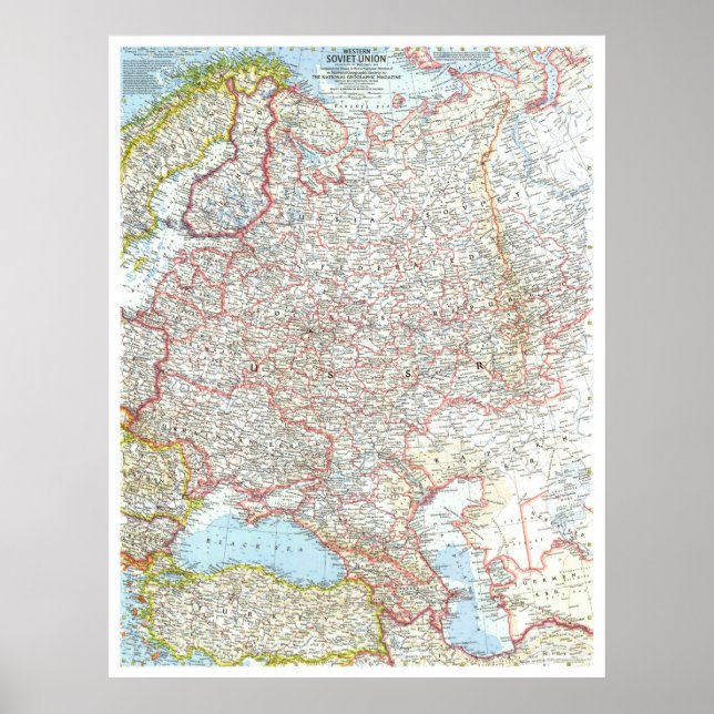 Póster Rusia (Unión Soviética Occidental): MAP detallado  (Frente)