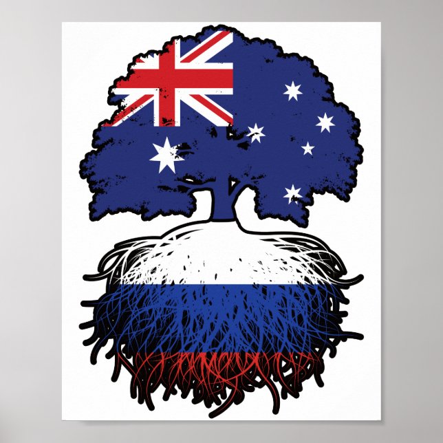 Póster Ruso Australia Australia Roots de árboles de Rusia (Frente)