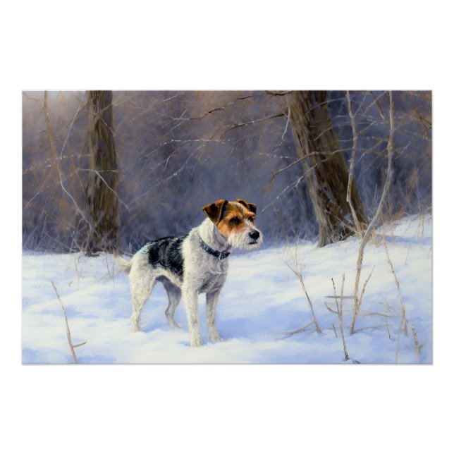 Póster Russell Terrier Deja que nieve Navidad (Anverso)