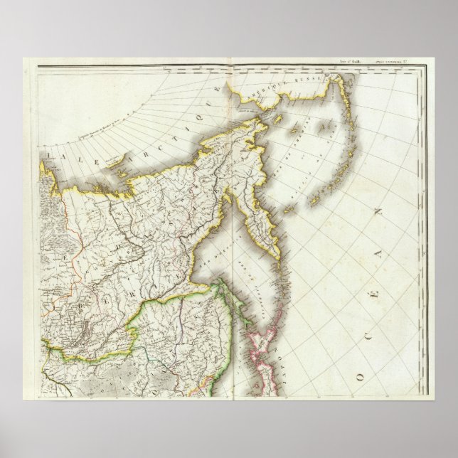 Póster Russia and Asia Engraved Map (Frente)