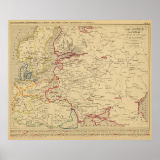 Póster Russie, Pologne, Ante, noruega, Danemarck en 1840