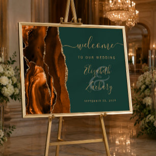 Póster Rust Gold Ágata Verde Cazador Boda Bienvenida
