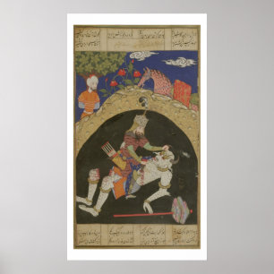 Póster Rustam slays the White Div of Mazandaran, illustra