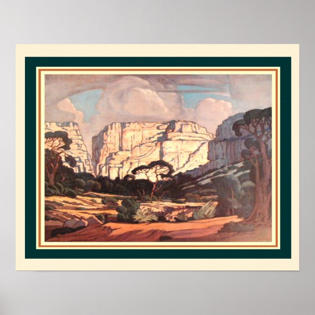 Póster Rustenburg Kloof S. Africa de J.H. Pierneef 16x20 (Frente)