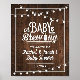 Póster Rustic A Baby prepara el Rótulo de bienvenida Baby