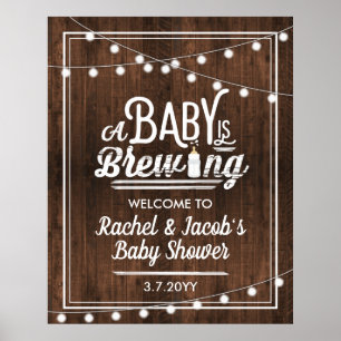 Póster Rustic A Baby prepara el Rótulo de bienvenida Baby