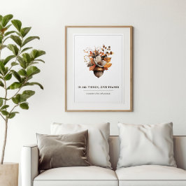 Póster Rustic Acorn Floral White Fall Poster