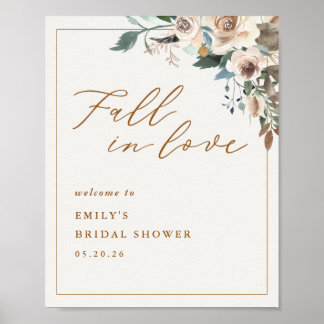 Póster Rustic Autumn Floral Fall in Love Welcome Poster