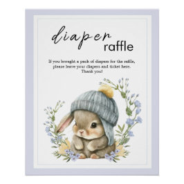 Póster Rustic Baby Animal Baby Shower Bunny Diaper Raffle