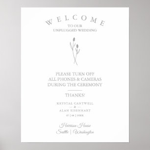 Póster Rustic Botanical Simple Wedding Unplugged Ceremony