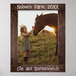 Póster Rustic Brown Wood Text Editable Faux Photo Frame