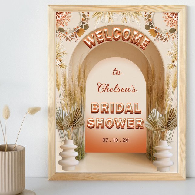 Póster Rustic Chic Boho Pampas Bridal Shower Welcome Sign (Subido por el creador)
