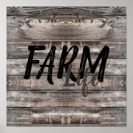 Póster rustic chic FARM LIFE in script |