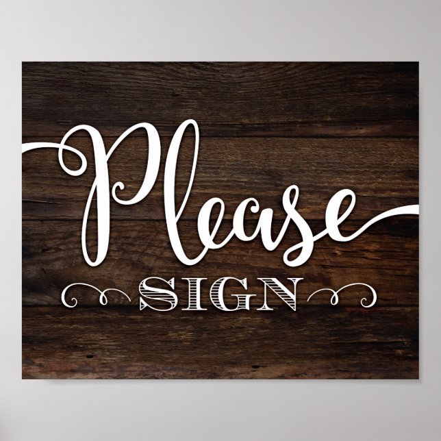 Póster Rustic Chic PLEASE SIGN Sign Print (Frente)