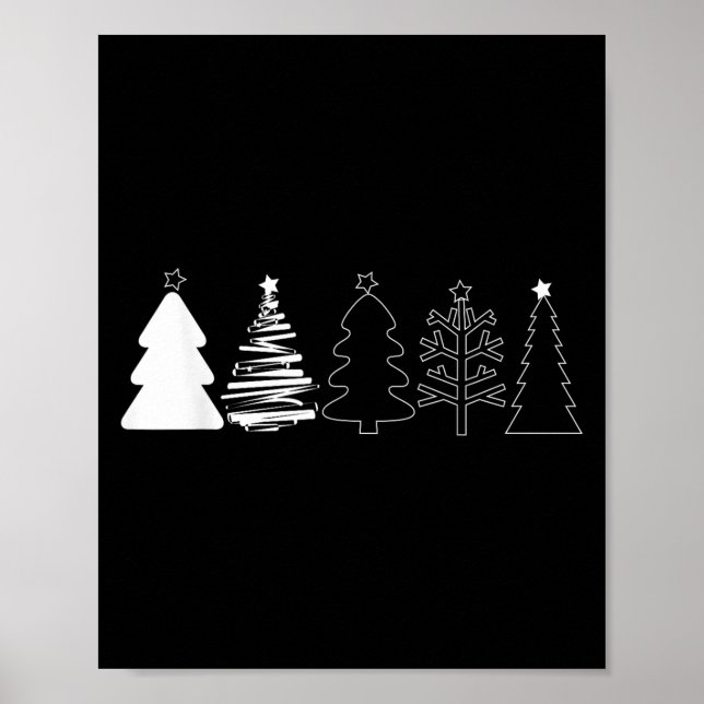 Póster Rustic Christmas Trees Winter Forest Minimalist  (Frente)