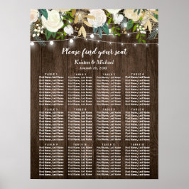 Póster Rustic Country Chic Floral Wedding Seating Chart