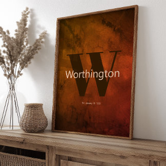 Póster Rustic Custom Last Name Western Farmhouse