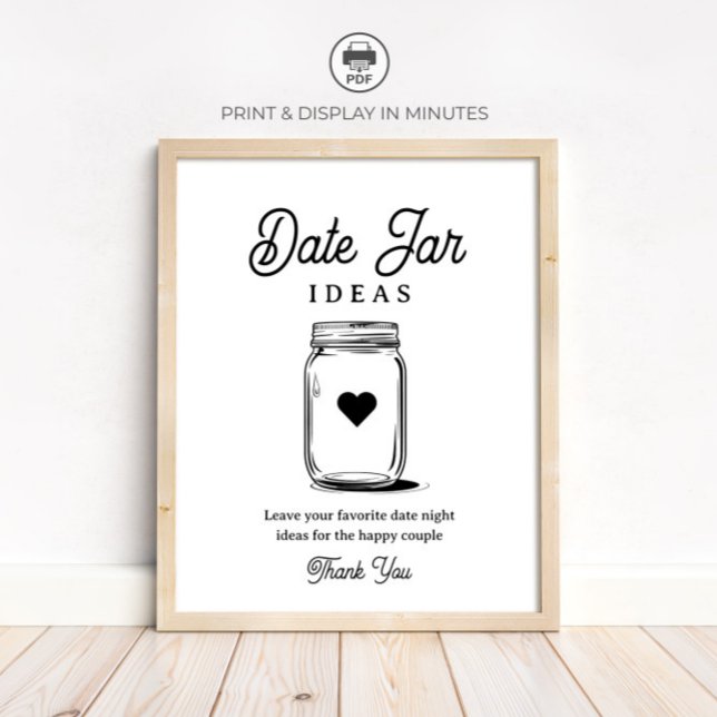 Póster Rustic Date Jar Ideas Sign for Bridal Shower (Subido por el creador)
