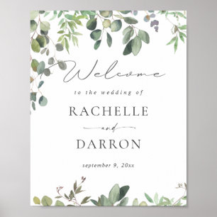Póster Rustic Eucalyptus Welcome Sign