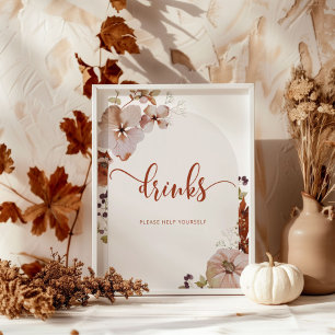 Póster Rustic fall Drinks help yourself Poster