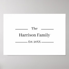 Póster Rustic Farmhouse Custom Family Name Sign 