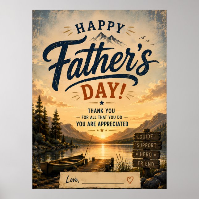 Póster Rustic Fishing Father Sunset Poster (Frente)